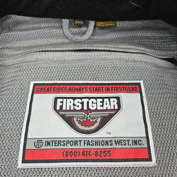 First Gear Motorcycle Bike Jacket Mens XXL 2XL Armored Black All Weather Zip - Picture 9 of 11